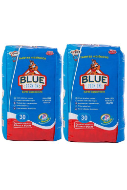 Combo 2 Tapete Higienico Cães Blue Premium Com 60 Unidades