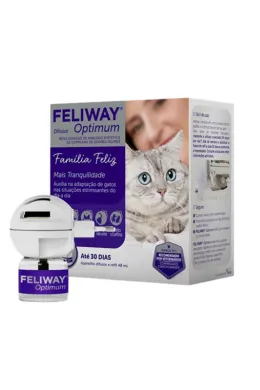 FELIWAY Optimum Cat, difusor de feromônio calmante aprimorado, kit inicial de 30 dias (48 ml), translúcido