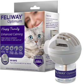 FELIWAY Optimum Cat, difusor de feromônio calmante aprimorado, kit inicial de 30 dias (48 ml), translúcido