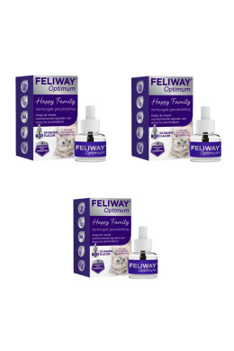 Kit 3x Feliway Optimum Happy Family Cat, refil de 30 dias