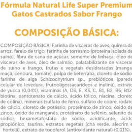 Ração Fórmula Natural Life para Gatos Adultos Castrados Sabor Frango 7kg