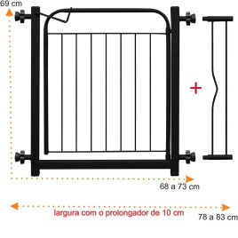 Portão Para Pet Aramado Com Prolongador 10Cm Preto