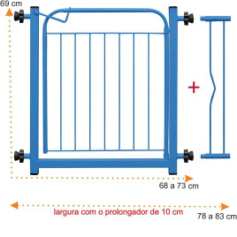 Portão Portãozinho 69cm Pet Portátil Dobrável Azul