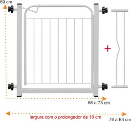 Portão Portãozinho 69cm Pet Portátil Dobrável Branco