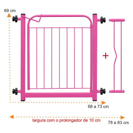 Portão Portãozinho 69cm Pet Portátil Dobrável Rosa