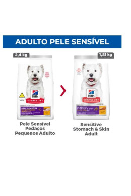 Ração Hills Science Diet Pele Sensível Pedaços Pequenos para cães adultos sabor frango 1.8kg