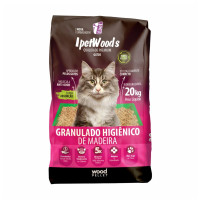 Granulado Higiênico Madeira Ipet Wood"s Gatos - 20Kg