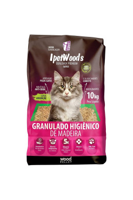 Granulado Madeira Higiênico Para Gatos 10 Kg Ipet Wood'S